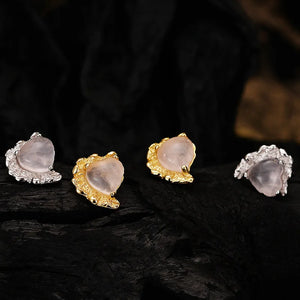 Pink Crystal Love Earrings S925 Sterling Silver