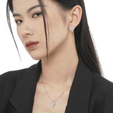 Pink Crystal Love Earrings S925 Sterling Silver