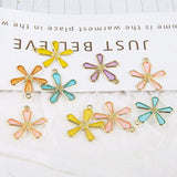 50pcs Enamel Flower Charms Oil Drop DIY Jewelry Earring Pendant