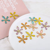 50pcs Enamel Flower Charms Oil Drop DIY Jewelry Earring Pendant