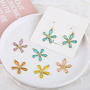 50pcs Enamel Flower Charms Oil Drop DIY Jewelry Earring Pendant