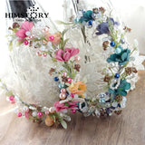 Sweety Bridal Hair Accessories Pink&Blue Flower Vine Branch Headband Tiara