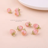 10pcs Pink Strawberry Fruit Acrylic Resin Charms DIY Ornament Accessories