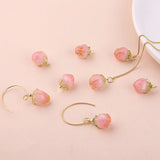 10pcs Pink Strawberry Fruit Acrylic Resin Charms DIY Ornament Accessories