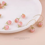 10pcs Pink Strawberry Fruit Acrylic Resin Charms DIY Ornament Accessories