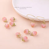 10pcs Pink Strawberry Fruit Acrylic Resin Charms DIY Ornament Accessories