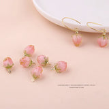 10pcs Pink Strawberry Fruit Acrylic Resin Charms DIY Ornament Accessories