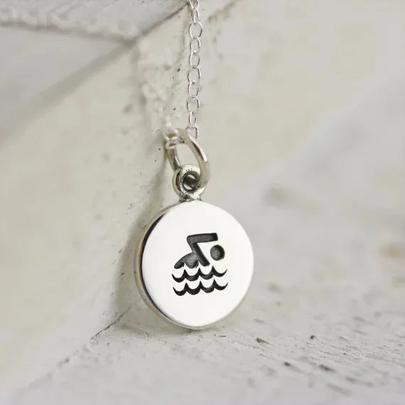 Swim Necklace Sterling Silver Swimmer Necklace Gift for Swim Team