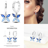 Sterling Silver Heart Hoop Earrings Zircon Wedding Jewelry Gift