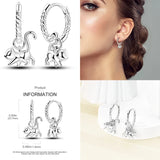 Sterling Silver Heart Hoop Earrings Zircon Wedding Jewelry Gift