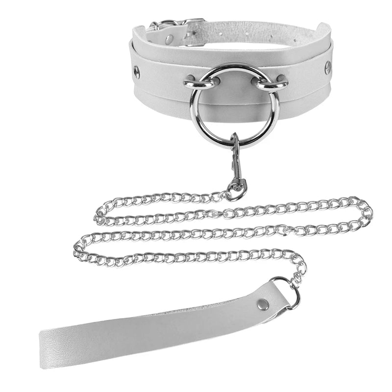 Heart Rivet Necklace Leather Choker Goth Punk Harness