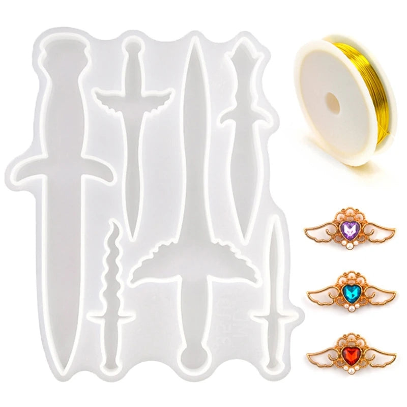 Sword Epoxy Resin Mold Keychain Pendant Silicone Mould DIY Crafts