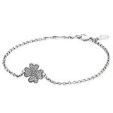 Lucky Love Protection Heart Clover Bracelet 925 Silver Charm