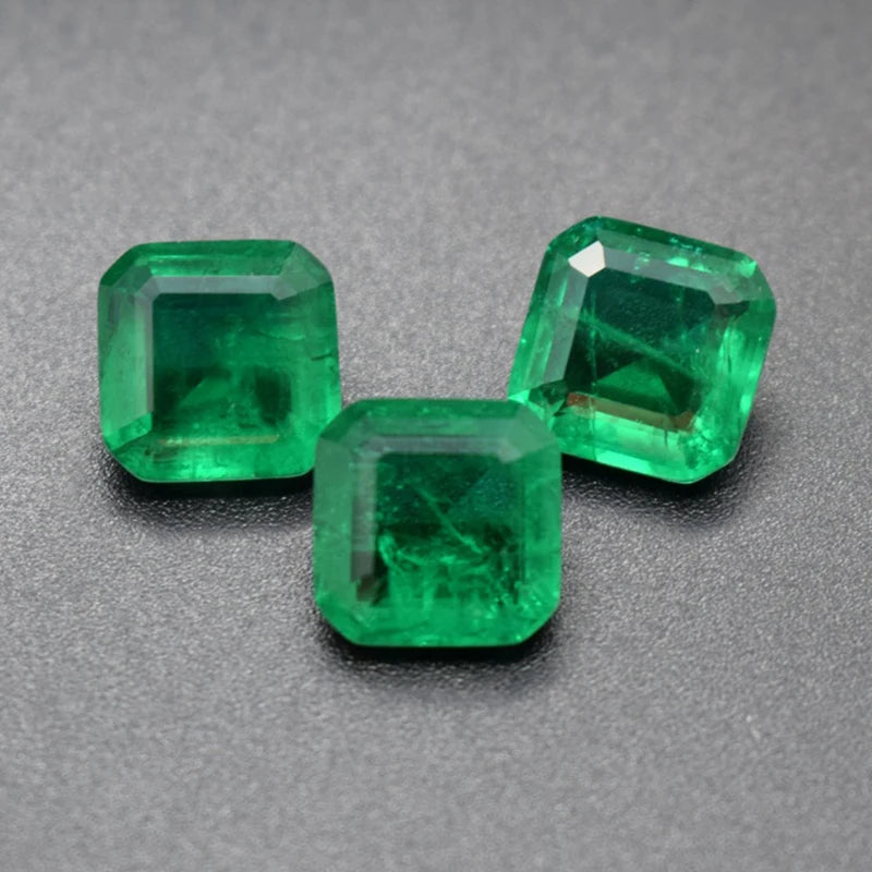 Synth Colombian Emerald Asscher Cut Loose Gemstone Same Inclusions Natural