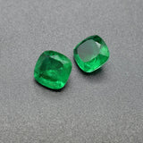 Synthetic Colombian Emeralds Cushion Cut Loose Gemstone Inclusions Various Sizes