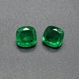 Synthetic Colombian Emeralds Cushion Cut Loose Gemstone Inclusions Various Sizes