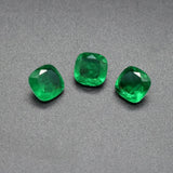 Synthetic Colombian Emeralds Cushion Cut Loose Gemstone Inclusions Various Sizes