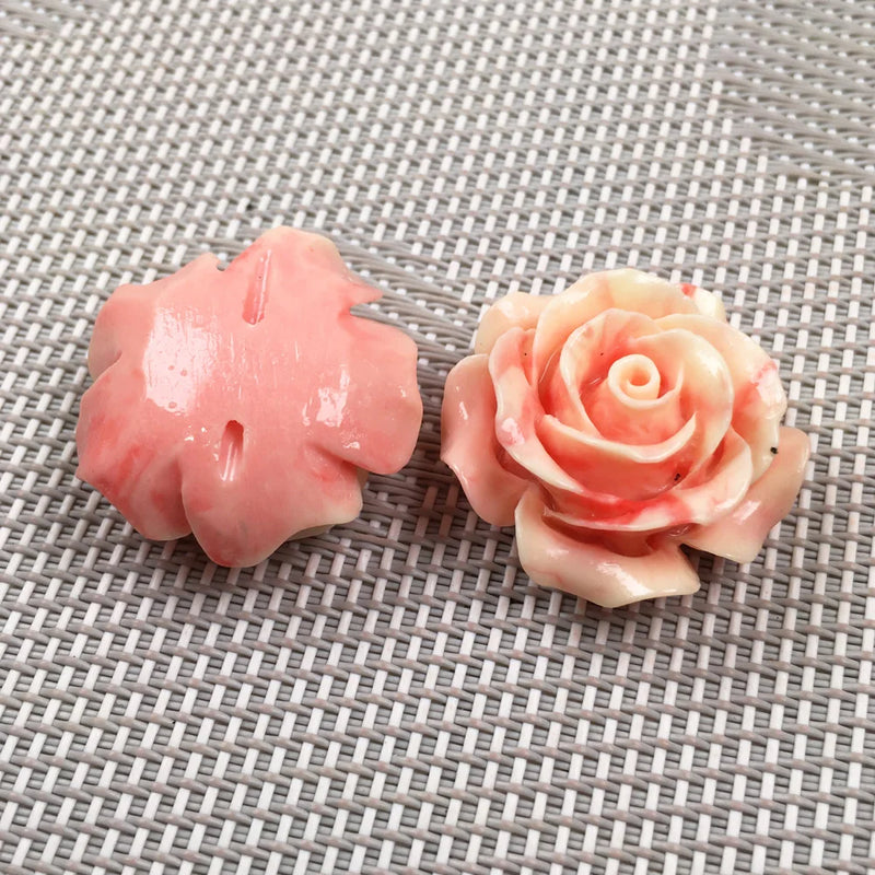 Synthetic Coral Flower Shape Punch Loose Beads for Jewelry Making DIY