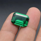 Synthetic Emerald Loose Gemstones Rectangle Faceted Octagonal Green Nanocrystal