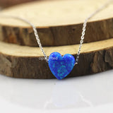 S925 Silver Opal Heart Necklace for Women