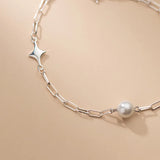 Synthetic Pearl Anklet 925 Sterling Silver Leg Chain Women's Jewelry
