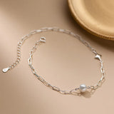 Synthetic Pearl Anklet 925 Sterling Silver Leg Chain Women's Jewelry