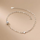 Synthetic Pearl Anklet 925 Sterling Silver Leg Chain Women's Jewelry
