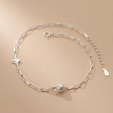 Synthetic Pearl Anklet 925 Sterling Silver Leg Chain Women's Jewelry