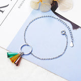 Rainbow Crystal Fan 925 Silver Charm Bracelets Wedding Party Jewelry