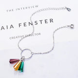 Rainbow Crystal Fan 925 Silver Charm Bracelets Wedding Party Jewelry