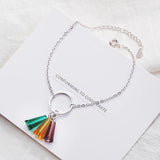 Rainbow Crystal Fan 925 Silver Charm Bracelets Wedding Party Jewelry