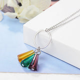 Rainbow Crystal Fan 925 Silver Charm Bracelets Wedding Party Jewelry