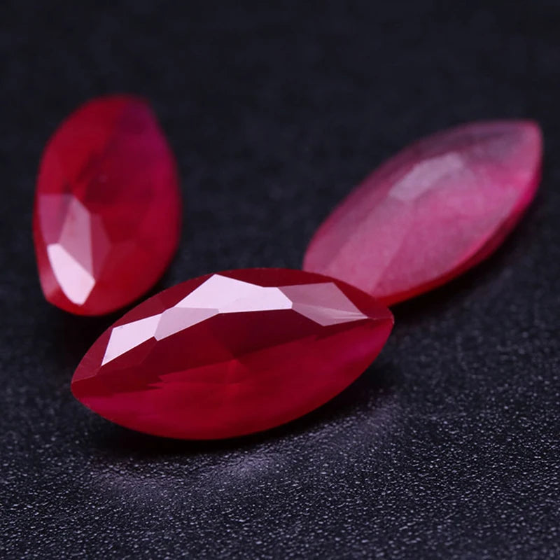 Synthetic Ruby Loose Gemstone Marquise Shape LAB-CREARED Red Corundum 5#