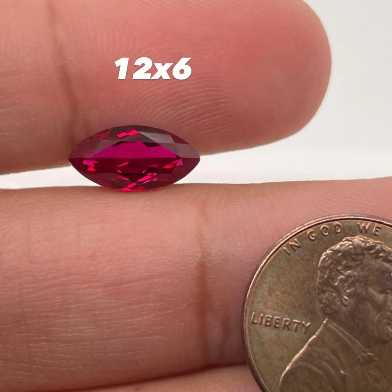 Lab-Created Marquise Ruby Loose Gemstones, Red Corundum, Various Sizes