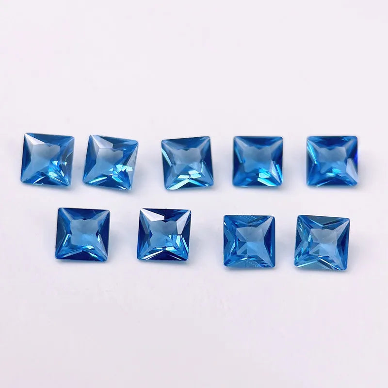 Synthetic Spinel Square Sea Gemstone 4mm-10mm Aquamarine for Jewelry Making