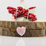 Sterling Silver Opal Heart Pendant Necklace for Women