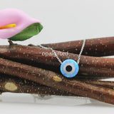 Round Evil Eye Opal Necklace 10mm 925 Sterling Silver Pendant