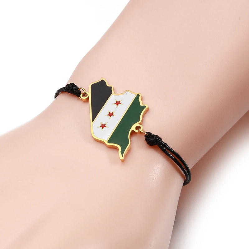 Syria Map Flag Bracelet Syrians Rope Chain Jewelry