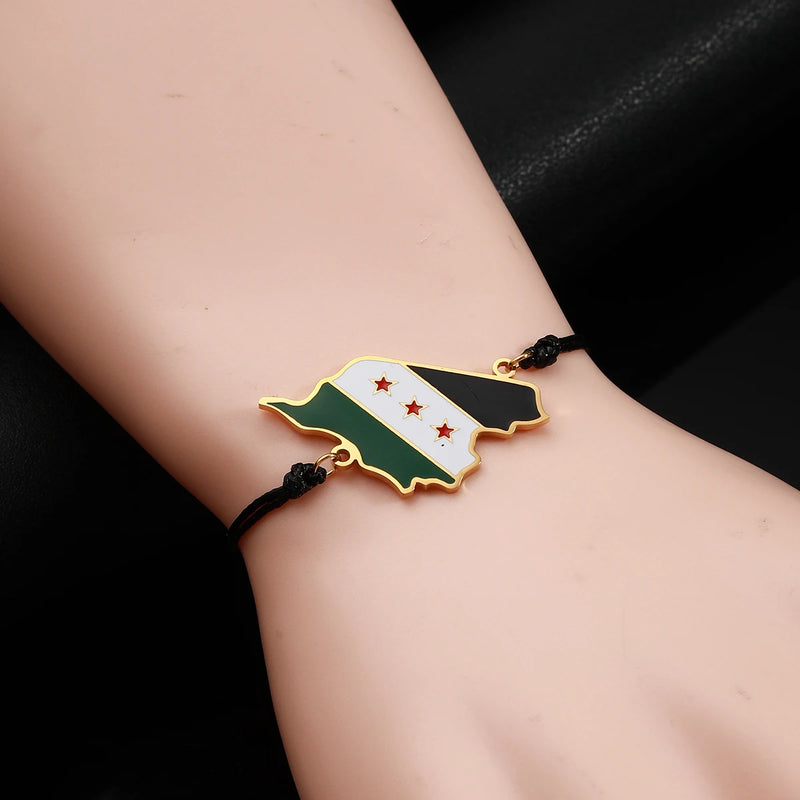Syria Flag Map Charms Bracelet Syrian Jewelry