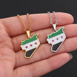 Syria Flag Pendant Necklace Stainless Steel Charm Choker Syrians Jewelry