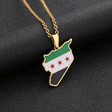 Syria Flag Pendant Necklace Stainless Steel Charm Choker Syrians Jewelry
