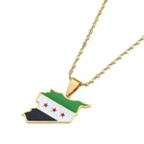 Syria Map Flag Pendant Necklaces