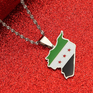 Syria Map Flag Pendant Necklaces