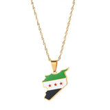 Syria Map Flag Pendant Necklaces