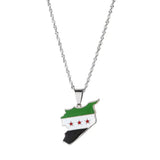 Syria Map Flag Pendant Necklaces