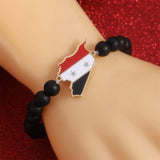 Syria Map With Flag Beads Keychain Jewelry Syrians Maps Chains