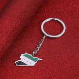 Syria Map With Flag Keychain Jewelry