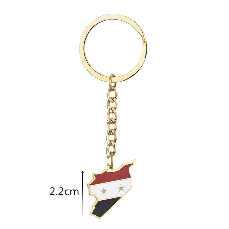 Syria Map With Flag Keychain Jewelry