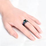 Couple Wedding Rings Heart Cut Green Cz Titanium Steel Mens Band