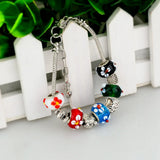 European Multicolor Flower Glass Bead Bracelet DIY Snake Chain Jewelry